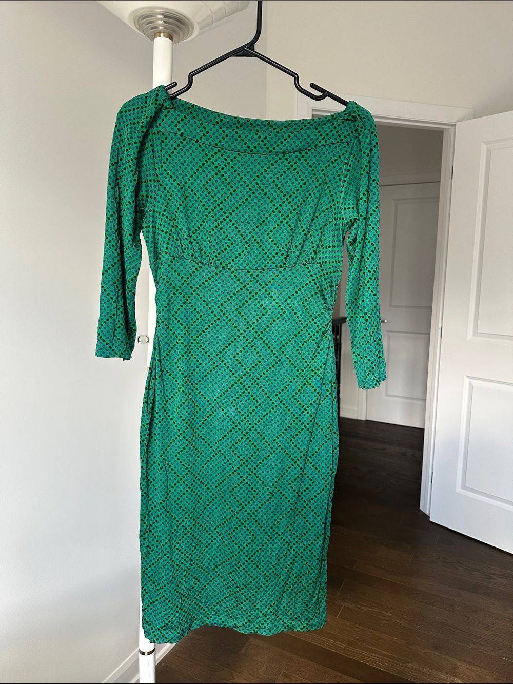 DVF Green Patterned Women's Silk Dress